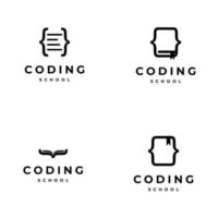 set of code learning logo design icon. code school logo on isolated background vector