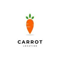 simple vector carrot location pin logo on isolated background, carrot market logo design template