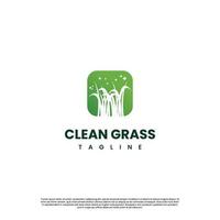 vector grass logo, lawn care logo design on isolated background