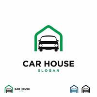 car house logo design. car in house logo design icon template vector