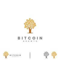 bitcoin tree logo design icon, bitcoin combine with tree logo concept vector