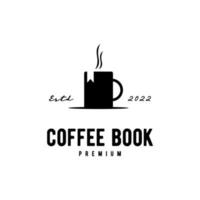 coffee book logo design vintage. cup combine with book logo concept vector