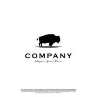 Bison Bull Buffalo Angus silhouette logo design icon template vector