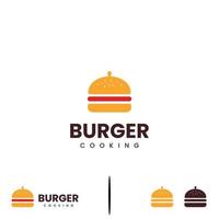 hamburger combine with movable food cover logo design icon template vector