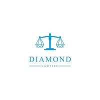 diseño de logotipo creativo de ley de diamantes, escalas con diseño de logotipo de diamante, logotipo de ley de lujo vector