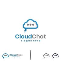 cloud chat logo design on isolated background, cloud combine with bubble speech logo concept vector