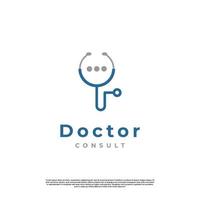 doctor consult logo design simple. stethoscope with bubble speech logo design illustration vector