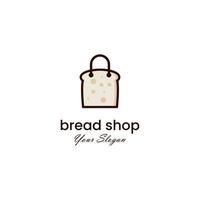 Plantilla de icono de diseño de logotipo de tienda de pan, combinación de pan con logotipo de bolsa de compras vector