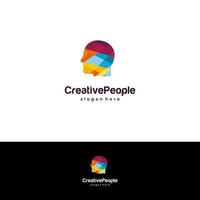colorful geometric people head logo design modern icon template vector