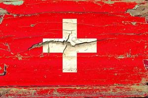 3D Flag of Switzerland on wood photo