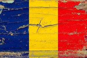 3D Flag of Romania on wood photo