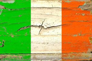 3D Flag of Ireland on wood photo