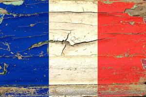 3D Flag of France on wood photo