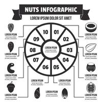 infografía de nueces, estilo simple vector