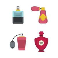 Perfume icon set, flat style vector