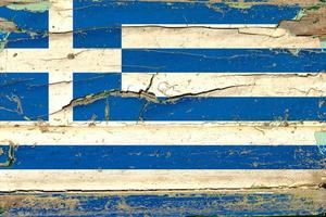 3D Flag of Greece on wood photo