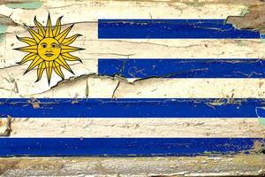 3D Flag of Uruguay on wood photo