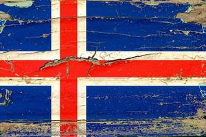 3D Flag of Iceland on wood photo
