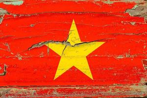 3D Flag of Vietnam on wood photo