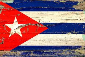 3D Flag of Cuba on wood photo