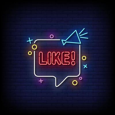 Like Neon Sign On Brick Wall Background Vector