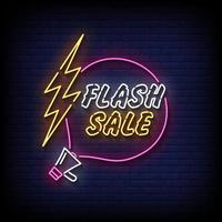 Flash Sale Neon Sign On Brick Wall Background Vector