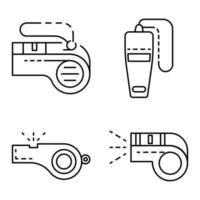 Whistle icon set, outline style vector