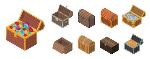 Dower chest icon set, isometric style vector