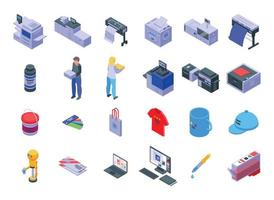 Digital printing icons set, isometric style vector