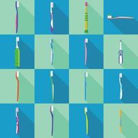 Toothbrush dental icons set, flat style vector