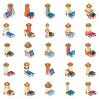 Lighthouse icons set, isometric style vector