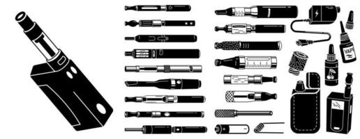 Electronic cigarette icons set, simple style vector