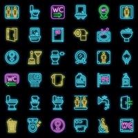 Wc icons set vector neon