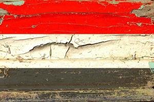 3D Flag of Yemen on wood photo