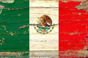 3D Flag of Mexico on wood photo