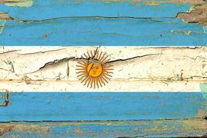 3D Flag of Argentina on wood photo