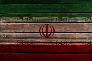 3D Flag of Iran on wood photo