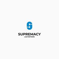 Supreme judge hammer logo design concept letter S vector