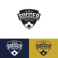 Football badge shield logo vector design template, soccer ball team game club logo vector illustration design element