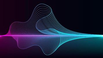 Abstract dynamic wavy lines neon color lighting elements on black background technology digital futuristic style vector