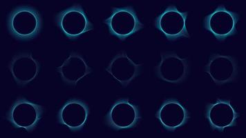 Set of technology abstrcat blue circles elements wave lines on dark background vector