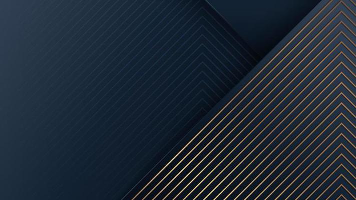 Abstract modern luxury background blue stripes with golden diagonal lines pattern