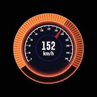 speedometer with orange bar and neon sparkles vector