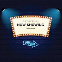 Retro Cinema with Sparking Blue Color and Blue Neon vector