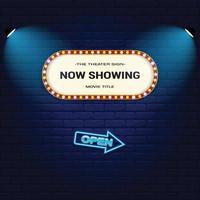 Retro Cinema with Sparking Blue Color and Blue Neon