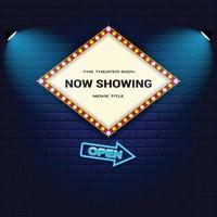 Retro Cinema with Sparking Blue Color and Blue Neon vector