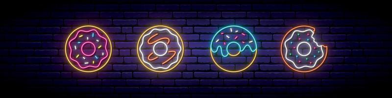 Donuts neon set vector