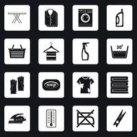 Laundry icons set squares vector