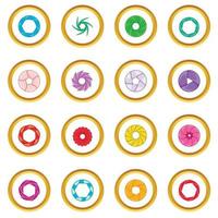 Photo diaphragm icons circle vector