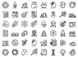 Nanotechnology icons set, outline style vector